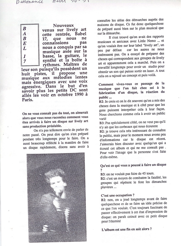 Dissonance 1 Hiver 90-91